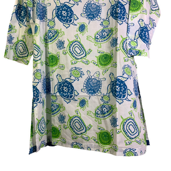 GRETCHEN‎ SCOTT Blue & Green Turtle Print Cotton Tunic Dress - NWT - Picture 6 of 13
